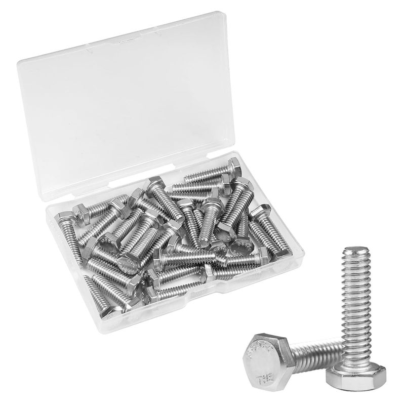 Yinpecly 30Pcs 1/4-20 x 1 Hex Bolts,1/4"-20 Hex Head Cap Screws Hexagon Bolts, 304 Stainless Steel, External Hex Drive, UNC Coarse Thread Fully Threaded - Image 1